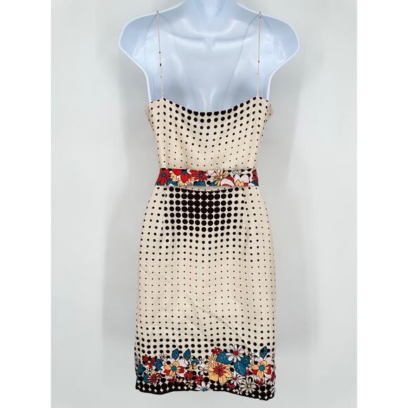 Vintage 90’s Y2k 100% Silk Satin Wrap Dress Floral Polka Dot Belted Midi - Picture 5 of 10